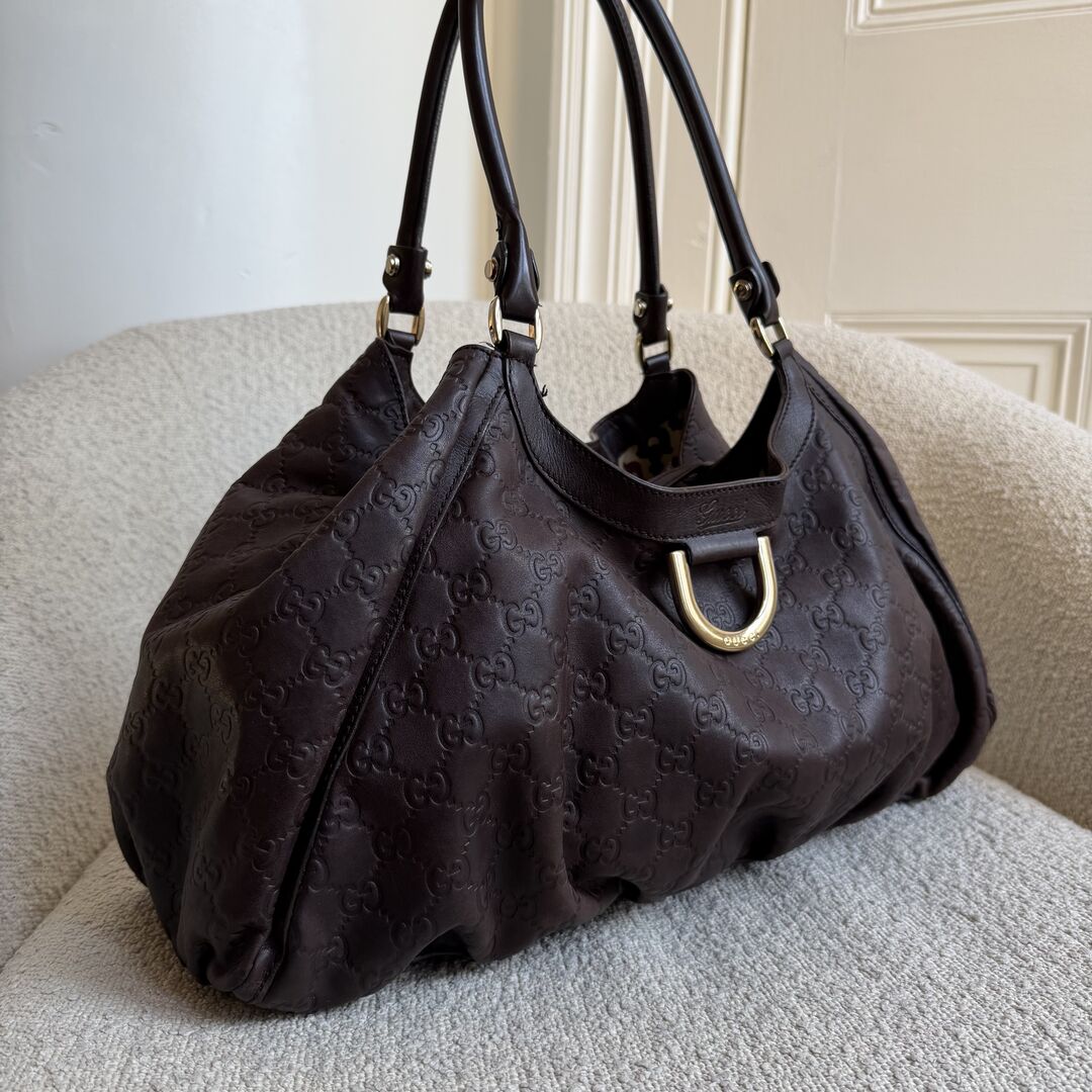 Gucci Guccissima Abbey Brown Leather Tote Bag