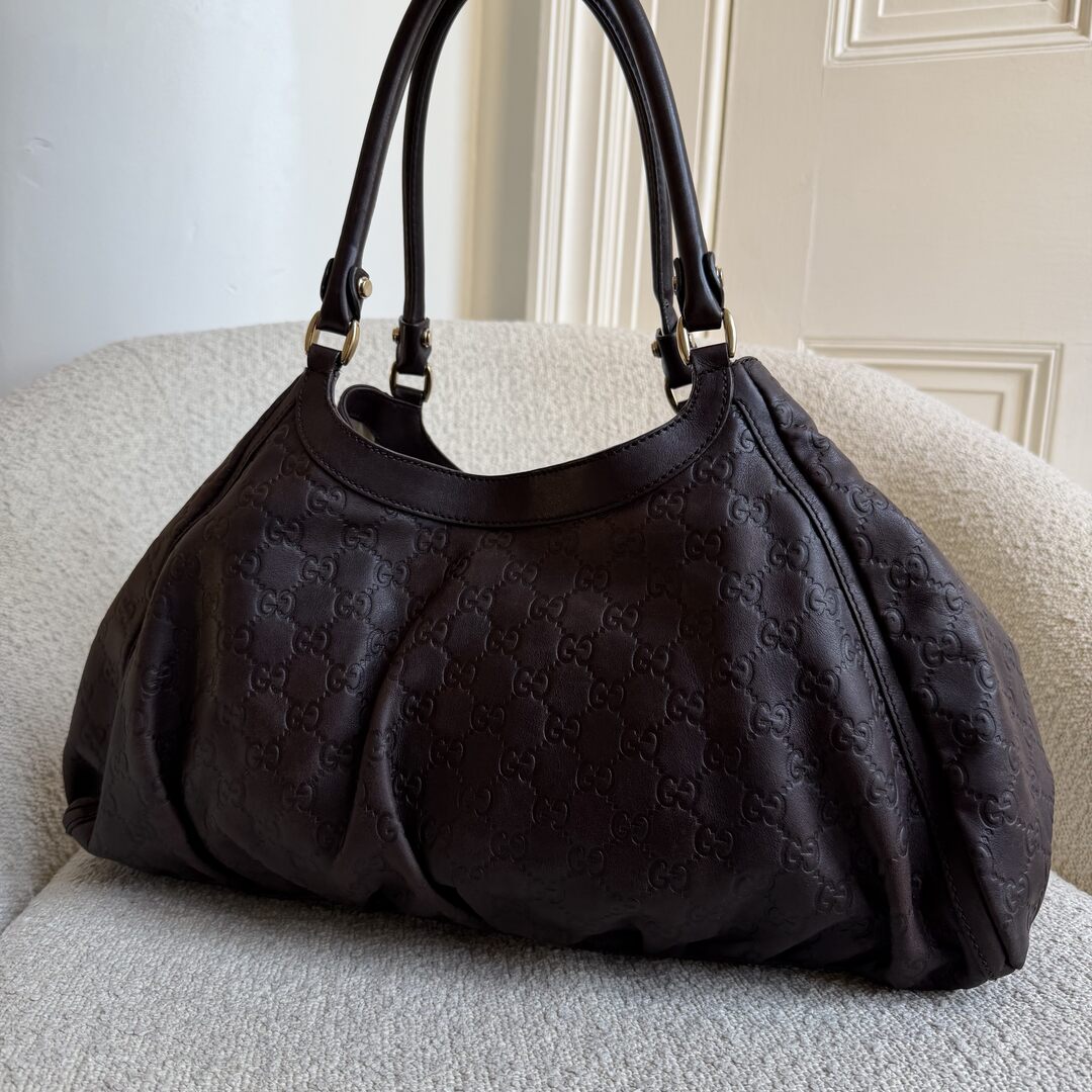 Gucci Guccissima Abbey Brown Leather Tote Bag