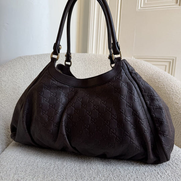 Gucci Guccissima Abbey Brown Leather Tote Bag