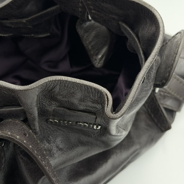 Miu Miu Vitello Leather Dark Brown Tote Bag