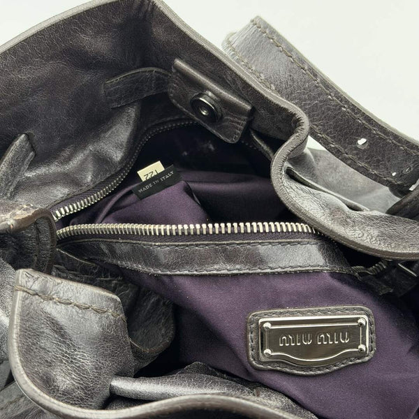 Miu Miu Vitello Leather Dark Brown Tote Bag