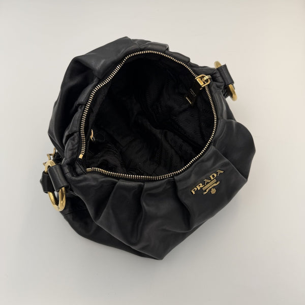 2009 Prada Nappa Black Leather Chain Shoulder Bag