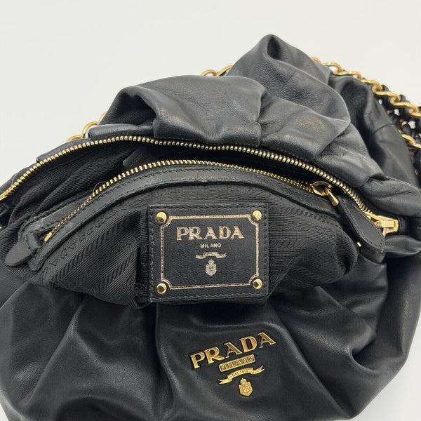 2009 Prada Nappa Black Leather Chain Shoulder Bag