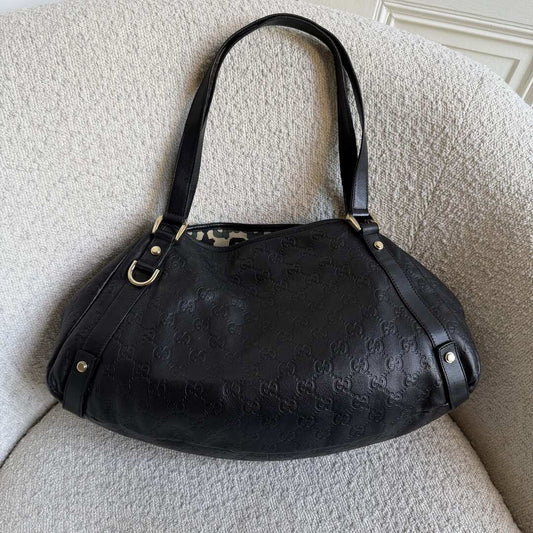 Gucci Guccissima Abbey Leather Black Tote Bag