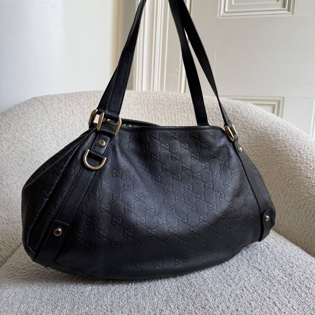 Gucci Guccissima Abbey Leather Black Tote Bag