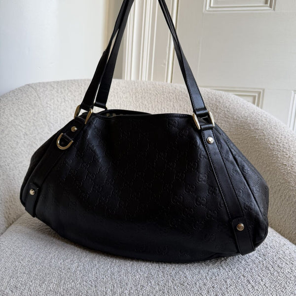 Gucci Guccissima Abbey Leather Black Tote Bag