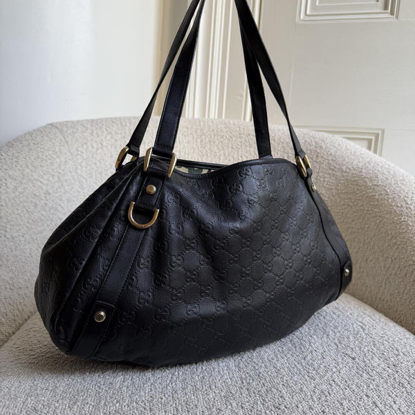Gucci Guccissima Abbey Leather Black Tote Bag