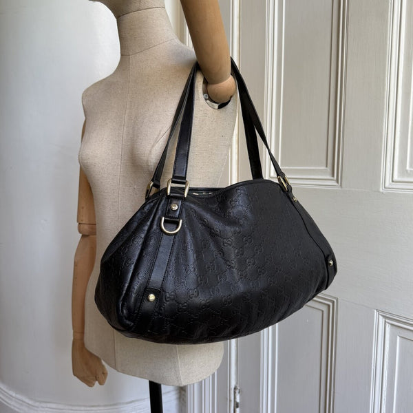 Gucci Guccissima Abbey Leather Black Tote Bag