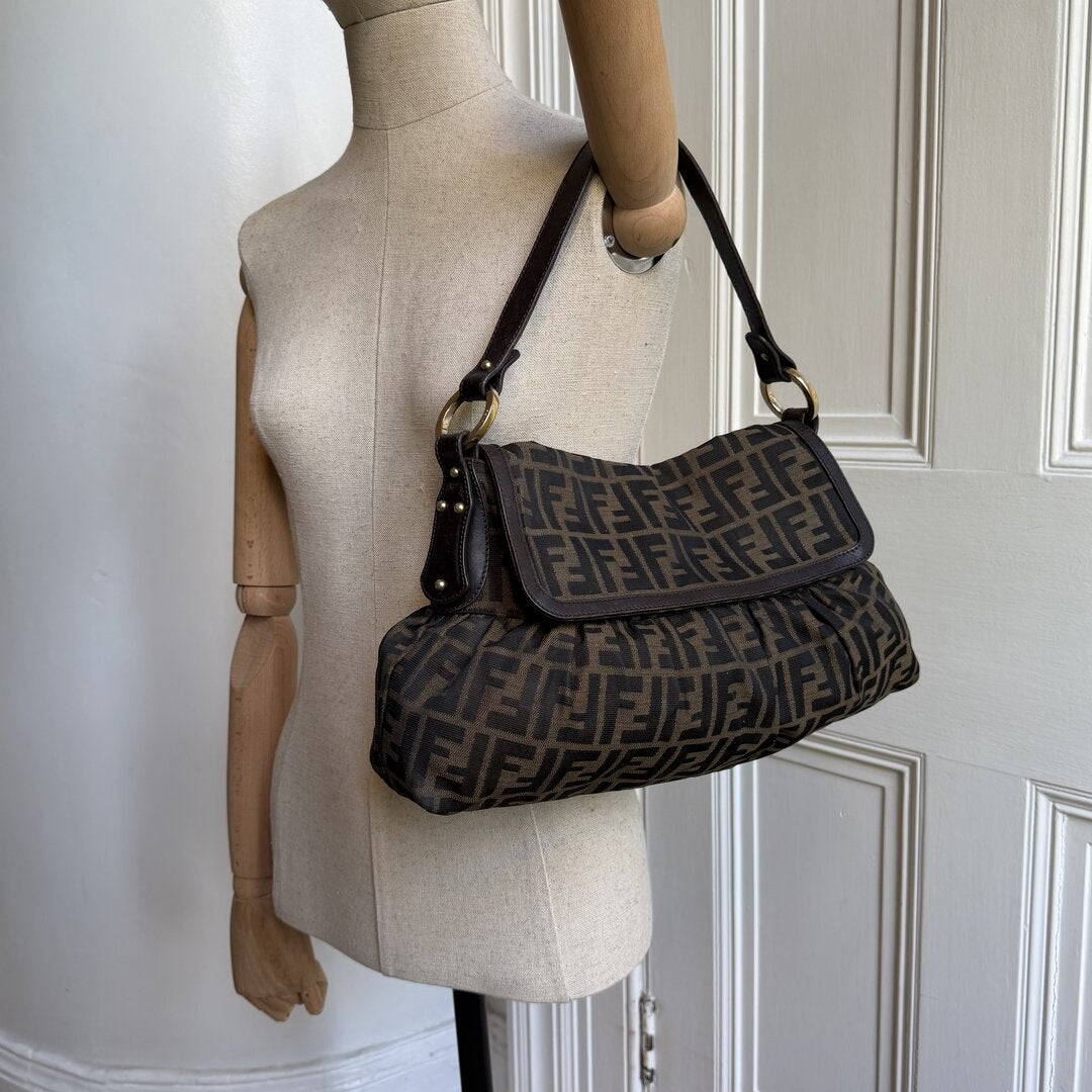 Fendi Zucca Chef Dark Brown Shoulder Bag