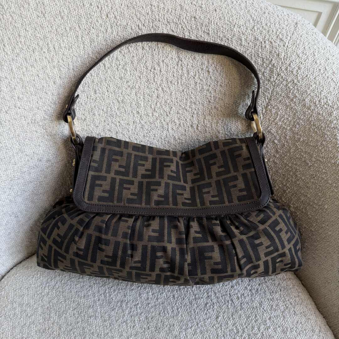 Fendi Zucca Chef Dark Brown Shoulder Bag