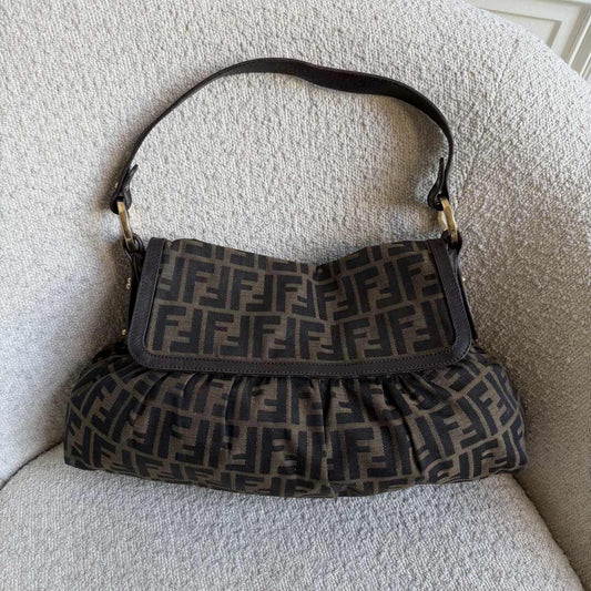 Fendi Zucca Chef Dark Brown Shoulder Bag