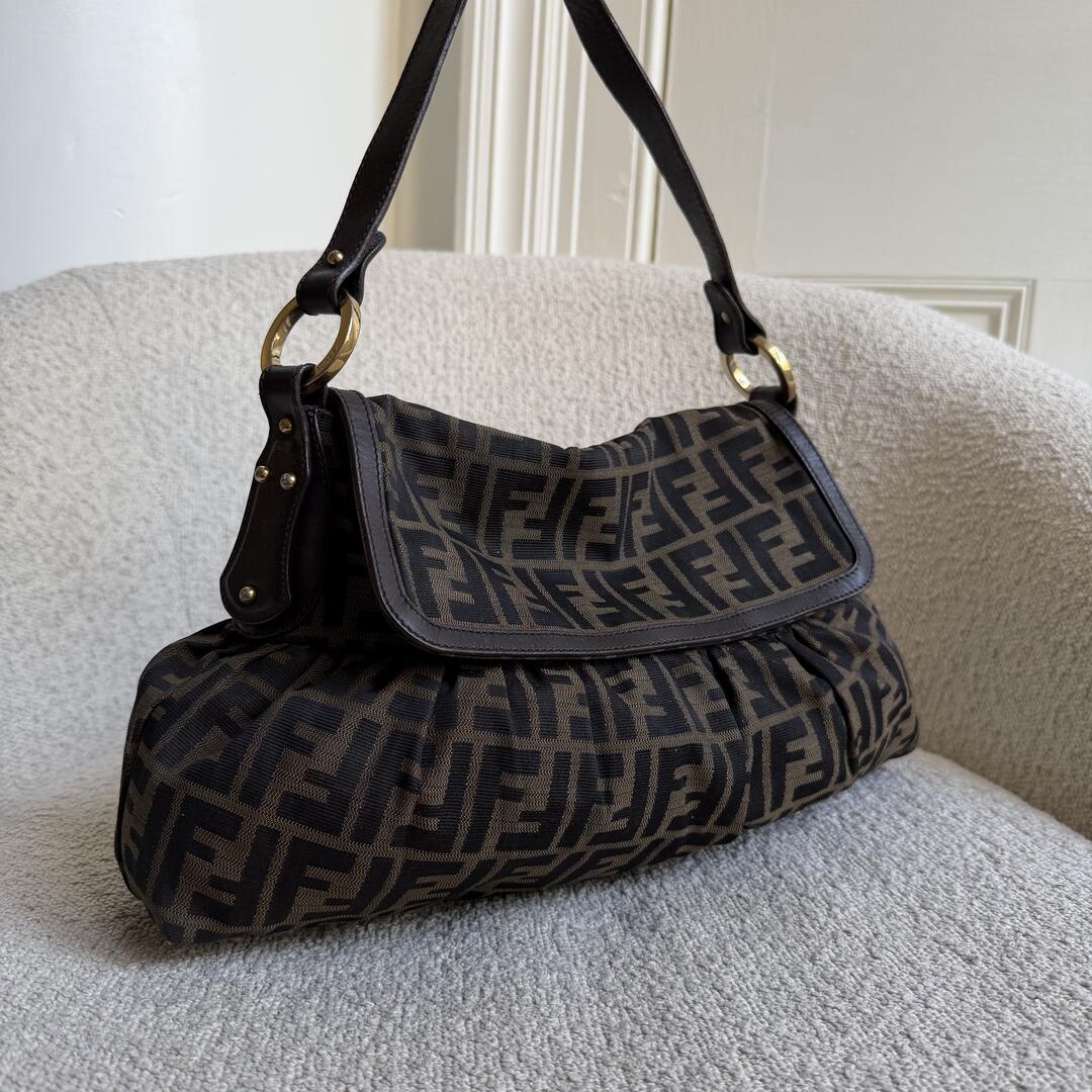 Fendi Zucca Chef Dark Brown Shoulder Bag