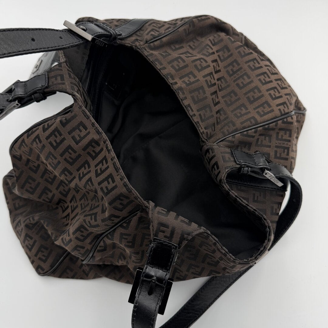 Fendi Zucchino Canvas Brown Tote Bag