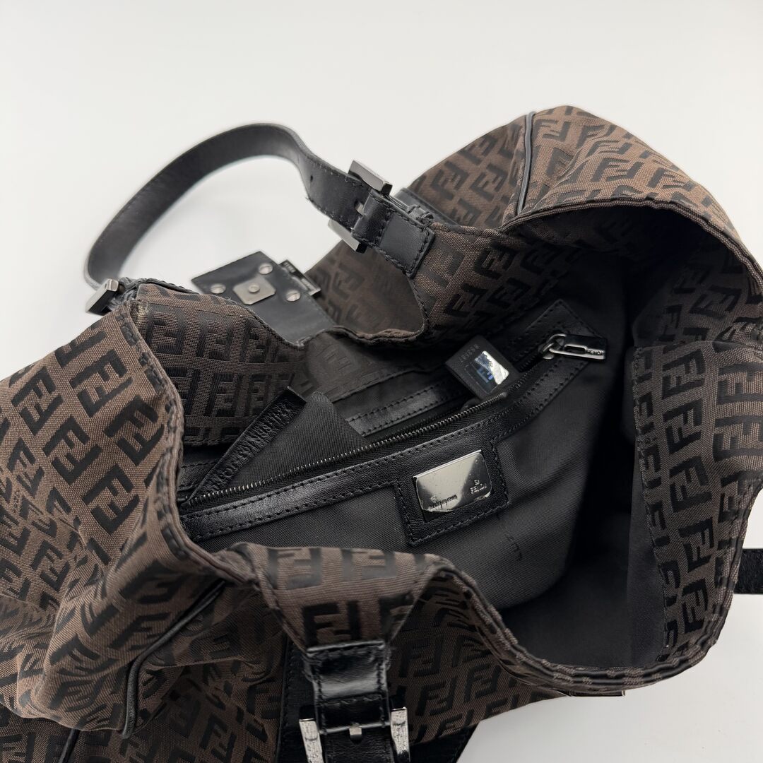 Fendi Zucchino Canvas Brown Tote Bag