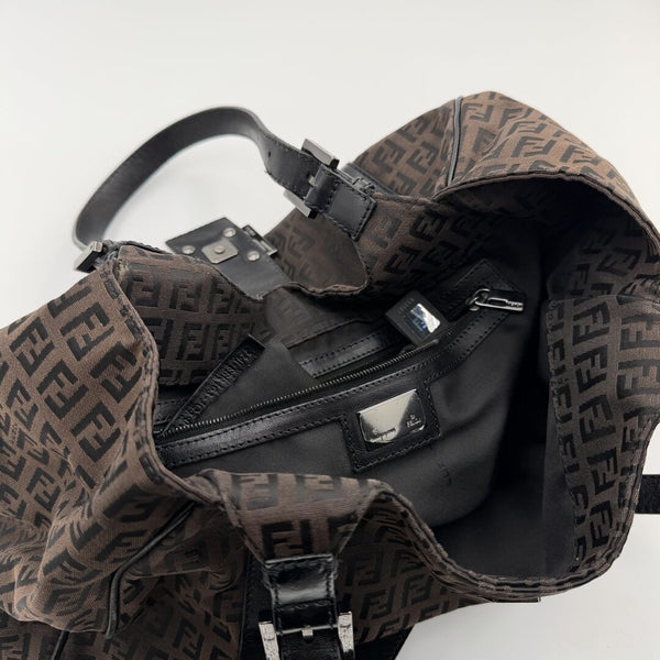 Fendi Zucchino Canvas Brown Tote Bag