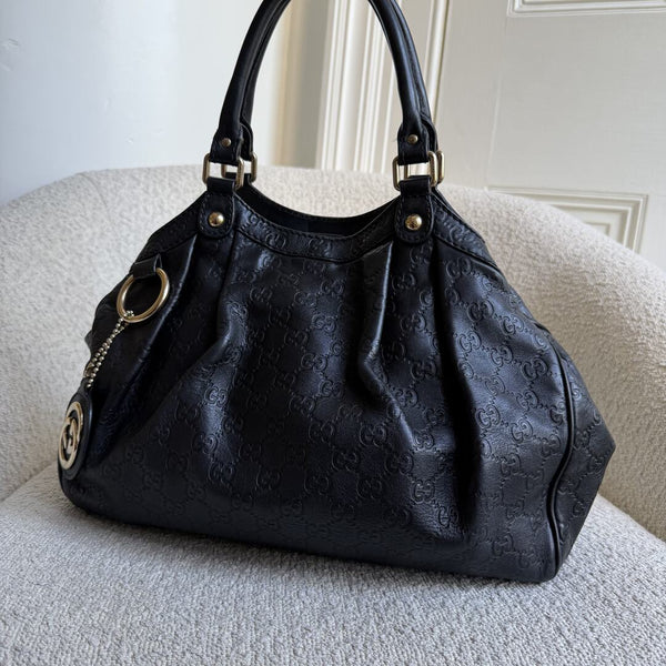 Gucci Guccissima Sukey Leather Black Tote Bag