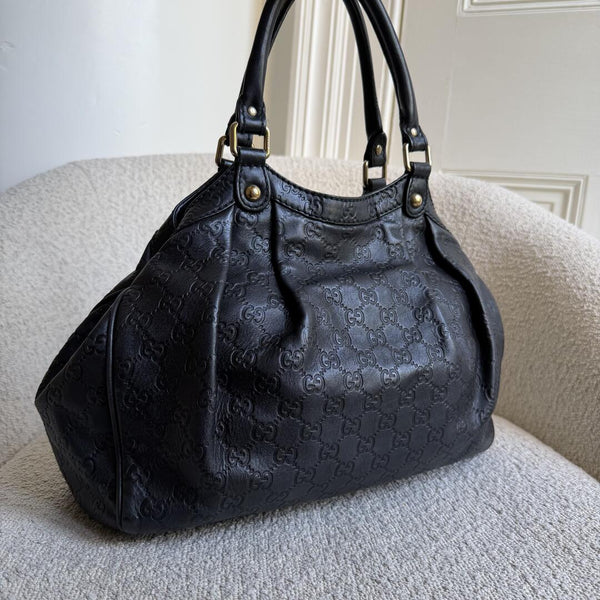 Gucci Guccissima Sukey Leather Black Tote Bag