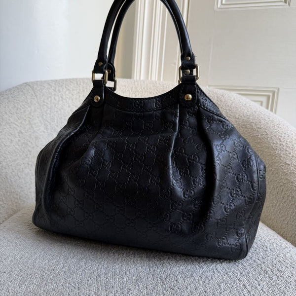 Gucci Guccissima Sukey Leather Black Tote Bag