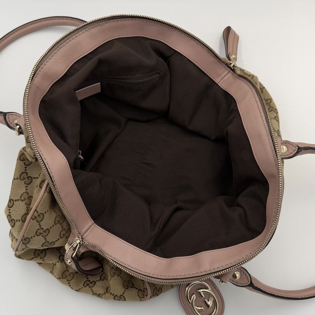 Gucci GG Canvas Sukey Baby Pink Tote Bag