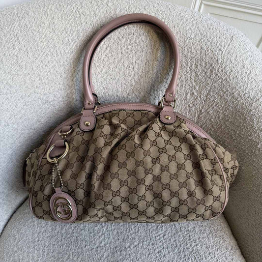 Gucci GG Canvas Sukey Baby Pink Tote Bag