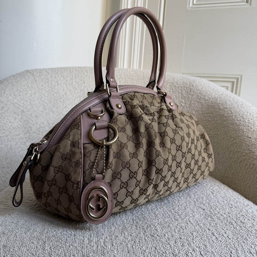 Gucci GG Canvas Sukey Baby Pink Tote Bag