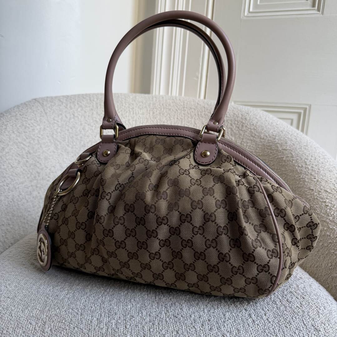 Gucci GG Canvas Sukey Baby Pink Tote Bag