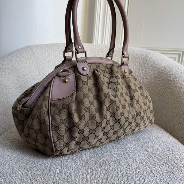 Gucci GG Canvas Sukey Baby Pink Tote Bag