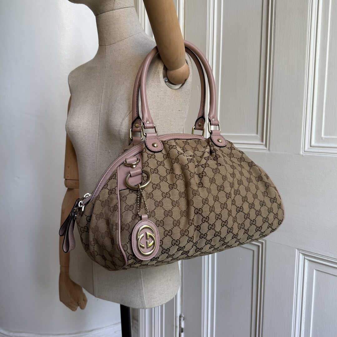 Gucci GG Canvas Sukey Baby Pink Tote Bag