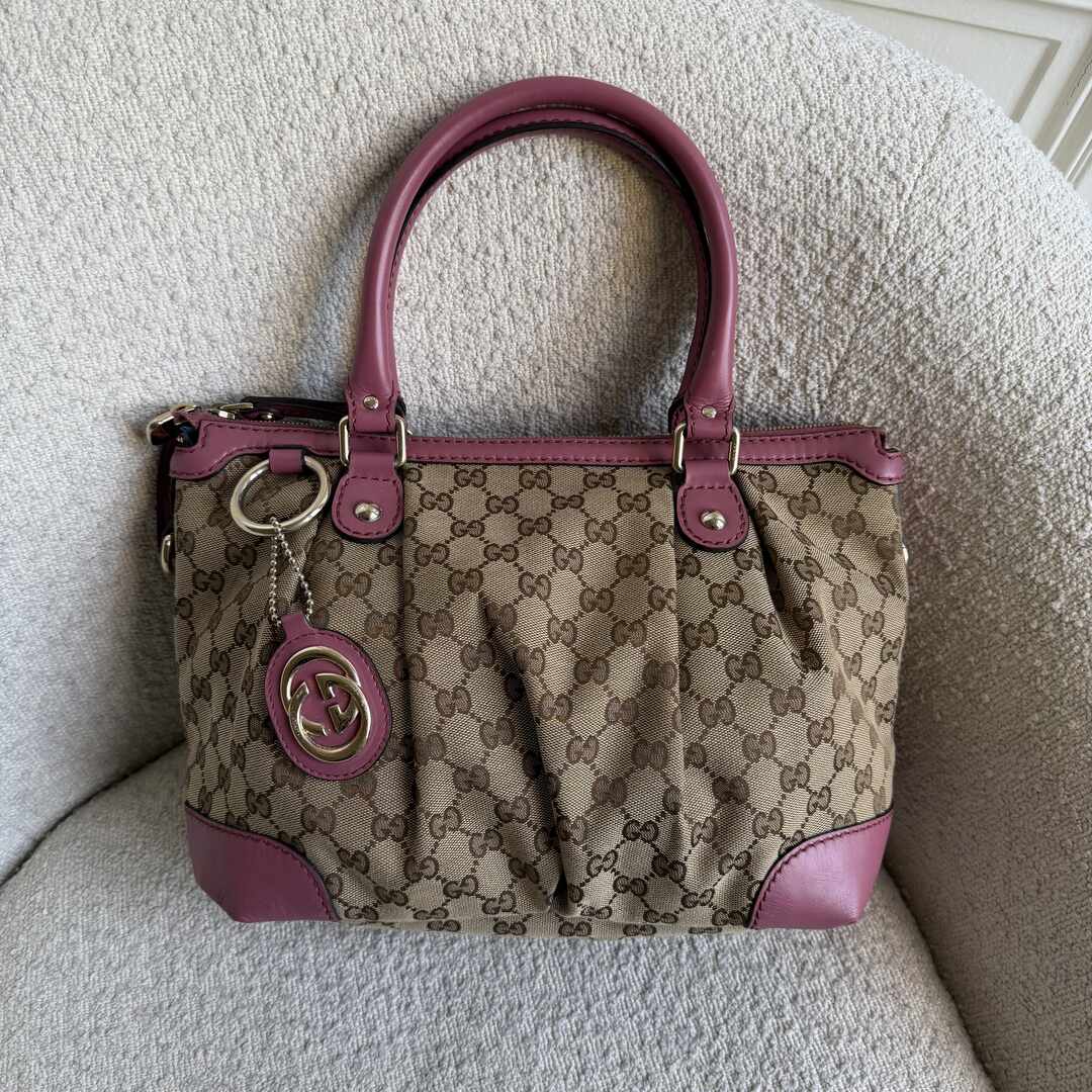 Gucci GG Canvas Sukey Pink Tote Bag