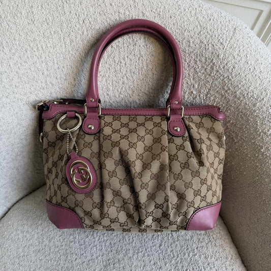 Gucci GG Canvas Sukey Pink Tote Bag