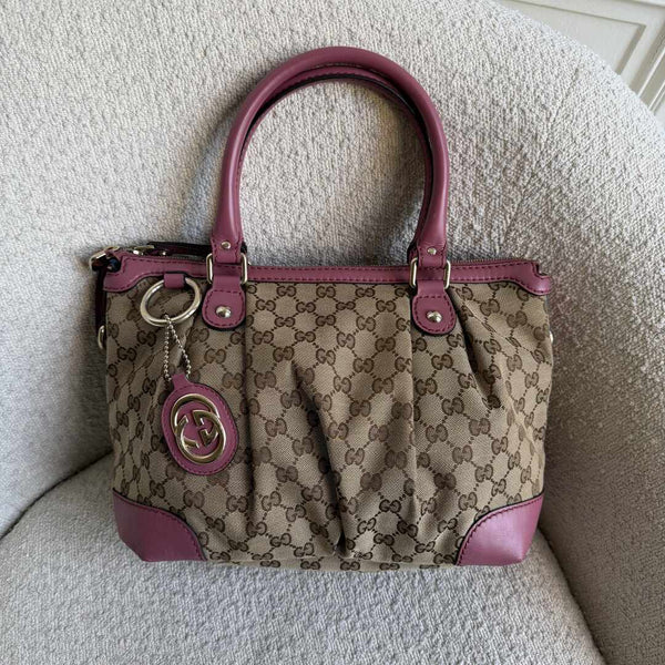 Gucci GG Canvas Sukey Pink Tote Bag