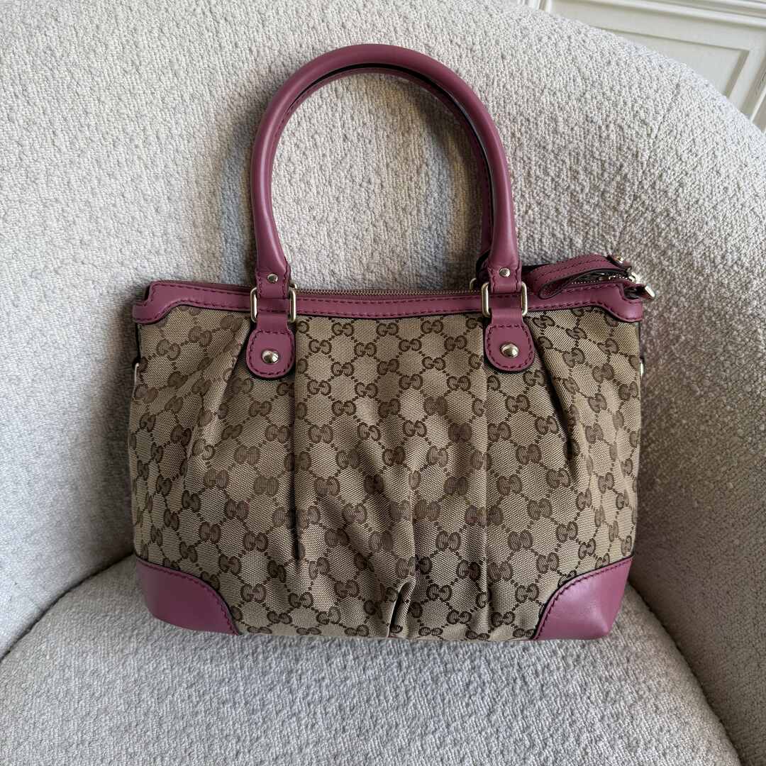 Gucci GG Canvas Sukey Pink Tote Bag