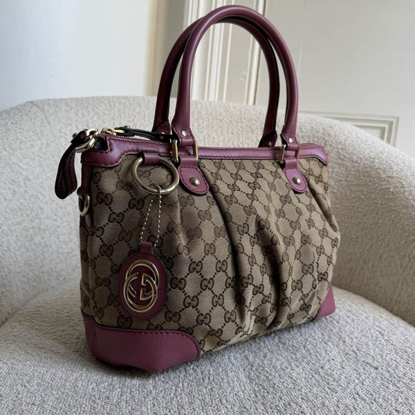 Gucci GG Canvas Sukey Pink Tote Bag