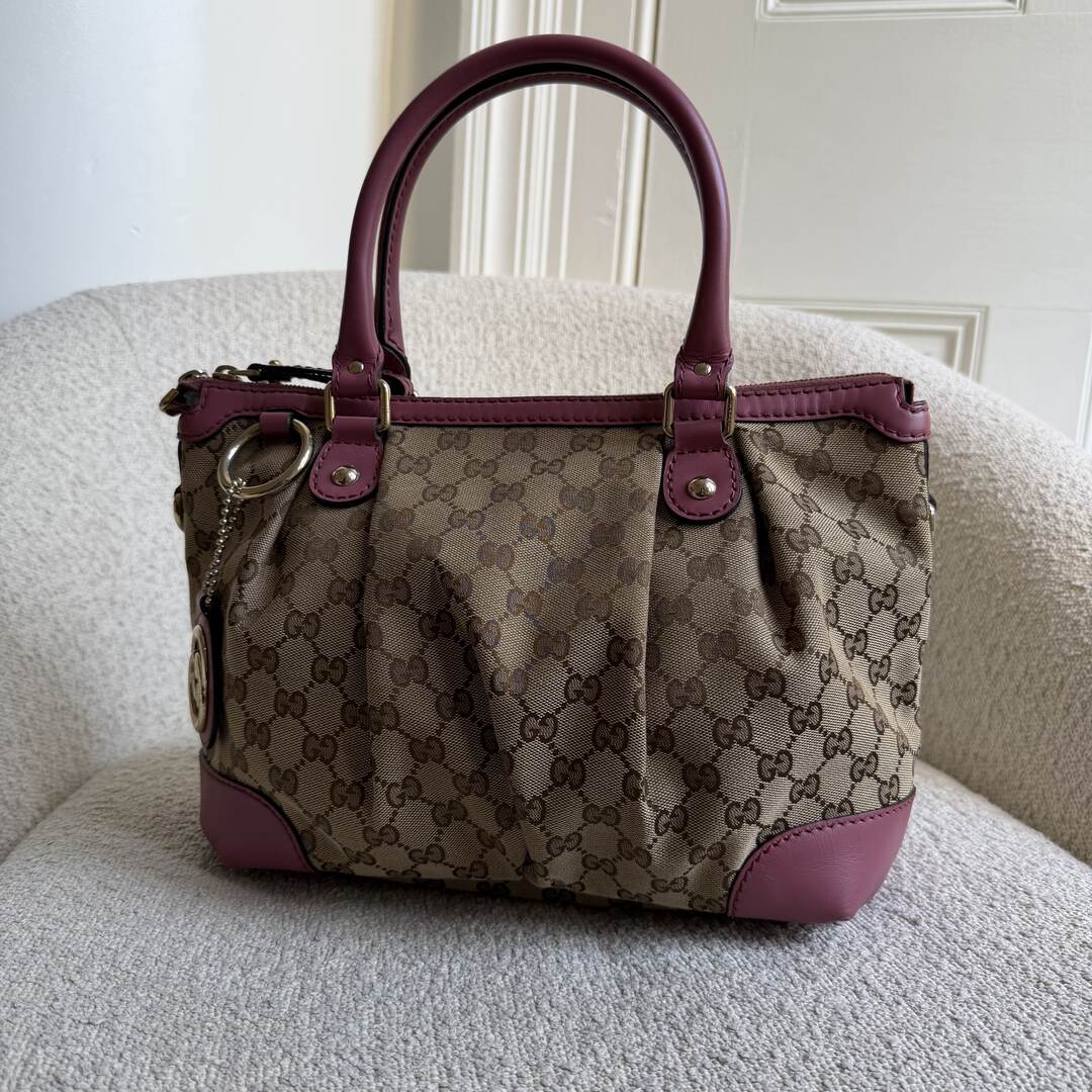 Gucci GG Canvas Sukey Pink Tote Bag