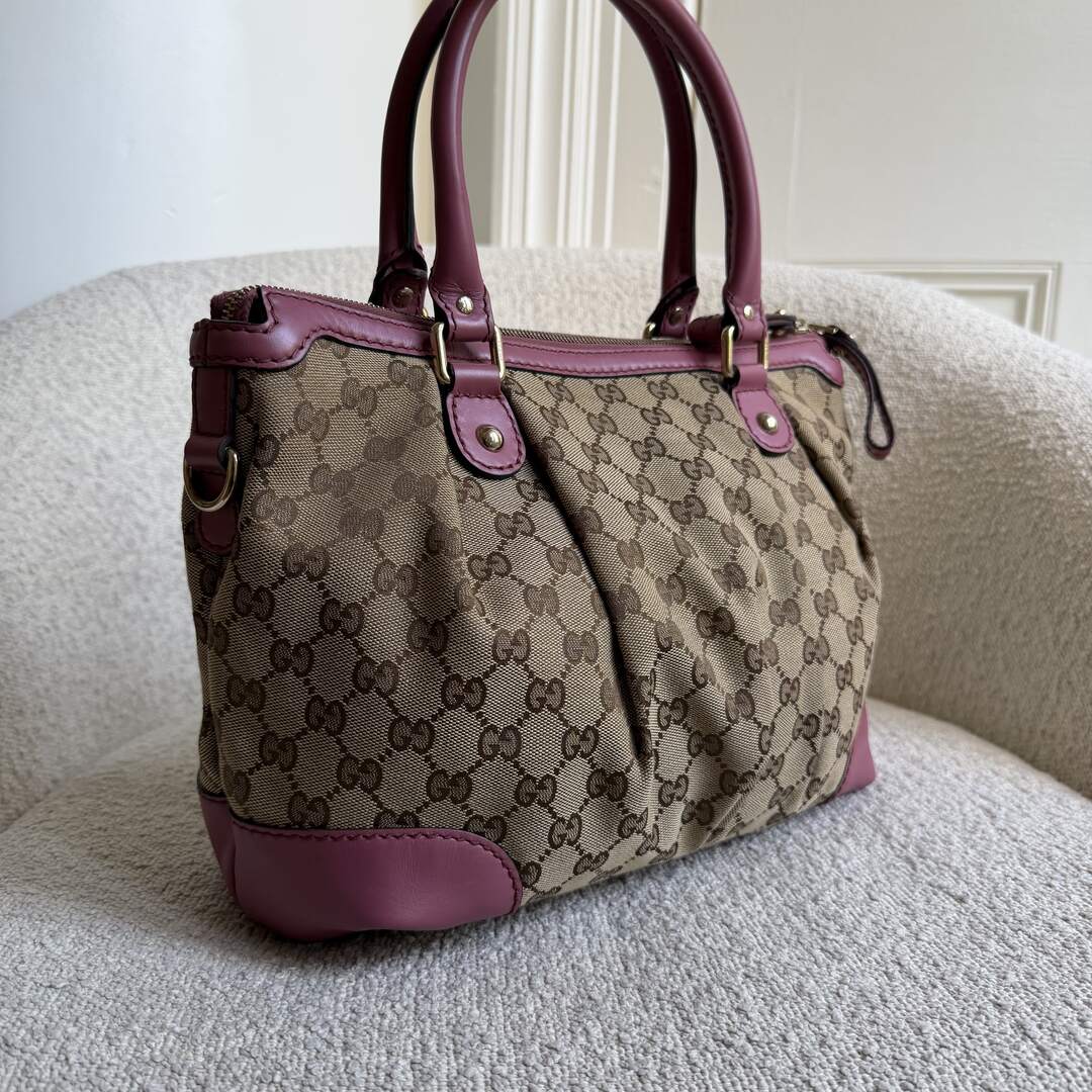 Gucci GG Canvas Sukey Pink Tote Bag