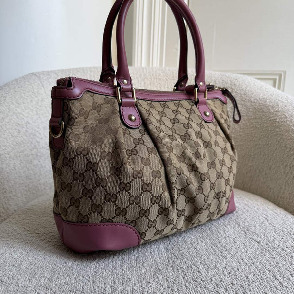 Gucci GG Canvas Sukey Pink Tote Bag
