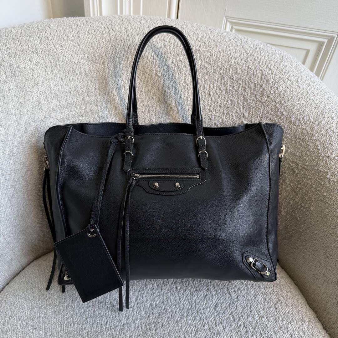 2016 Balenciaga Papier A4  Black Leather Tote Bag