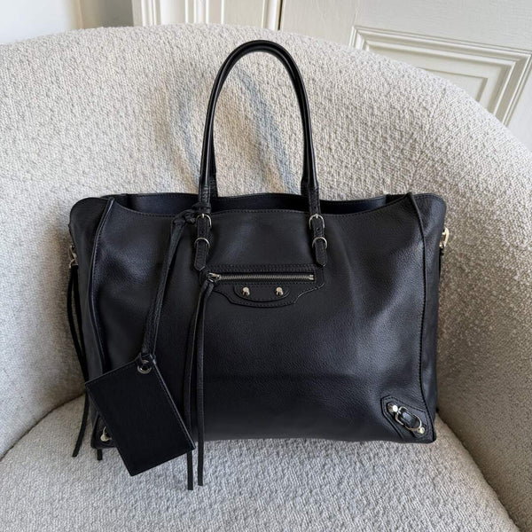 2016 Balenciaga Papier A4  Black Leather Tote Bag