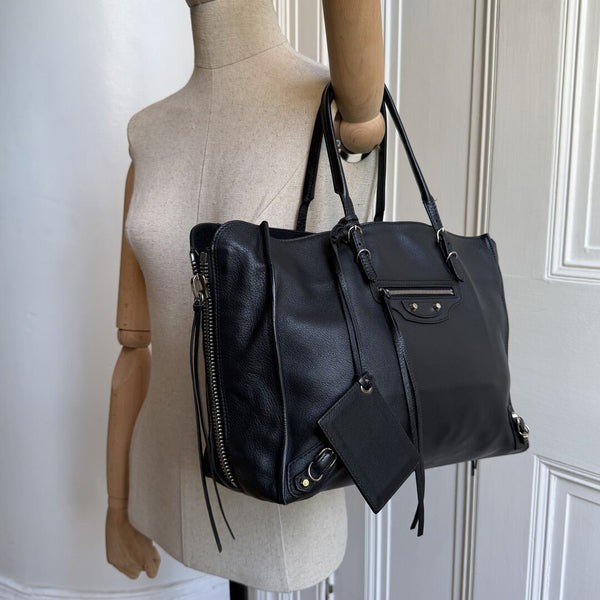 2016 Balenciaga Papier A4  Black Leather Tote Bag