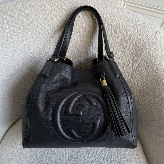 Gucci Soho Leather Black Tote Bag