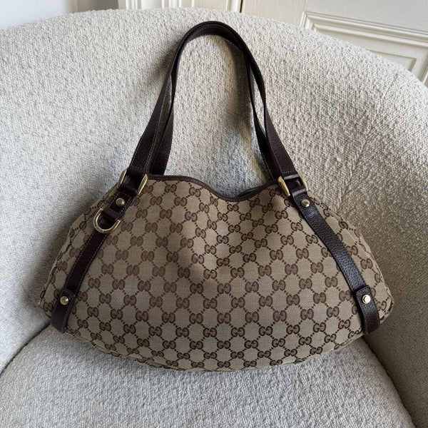 Gucci GG Canvas Abbey Brown Tote Bag