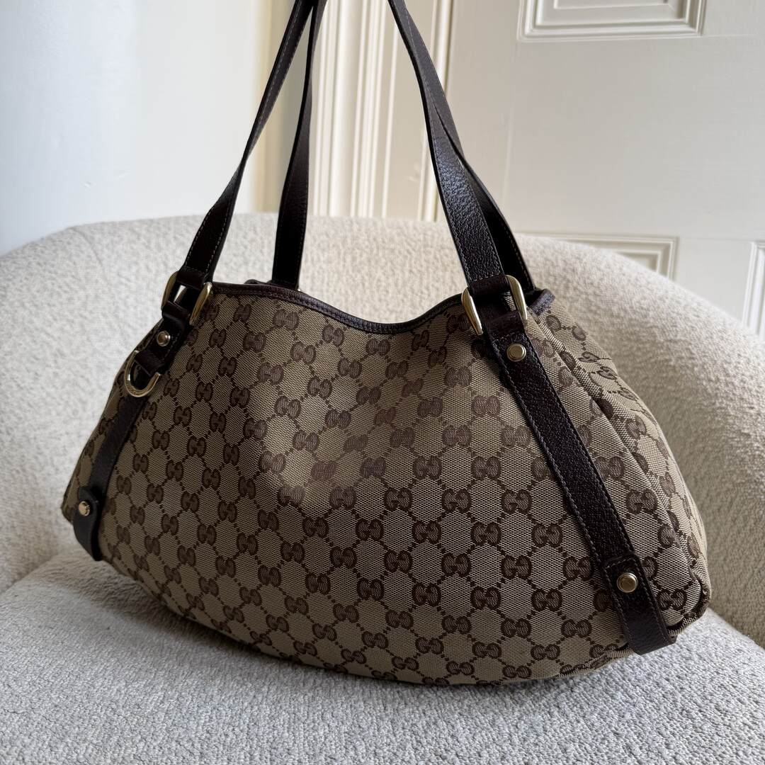 Gucci GG Canvas Abbey Brown Tote Bag