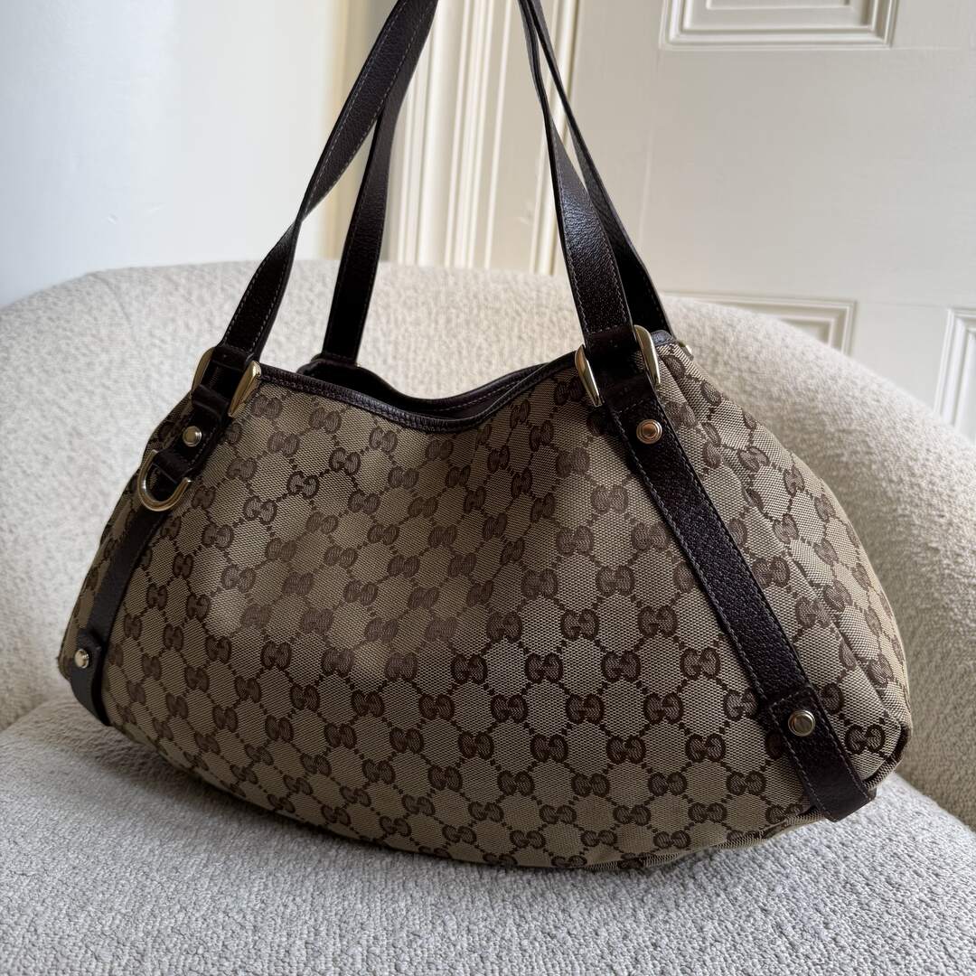 Gucci GG Canvas Abbey Brown Tote Bag
