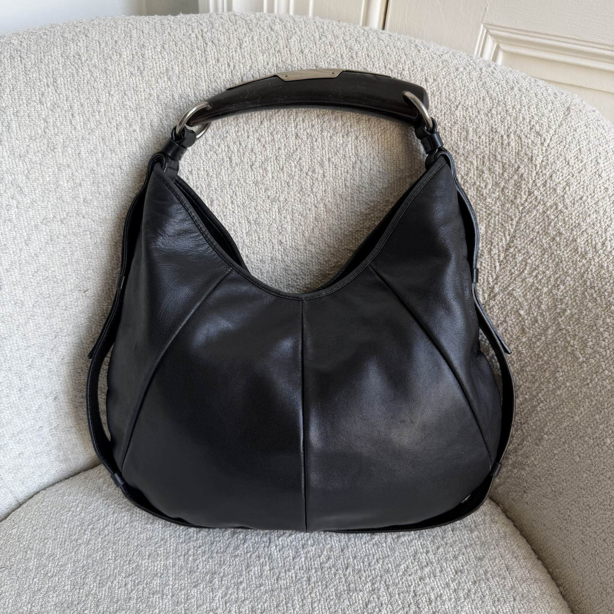 2000s YSL Mombasa Leather Black Shoulder Bag