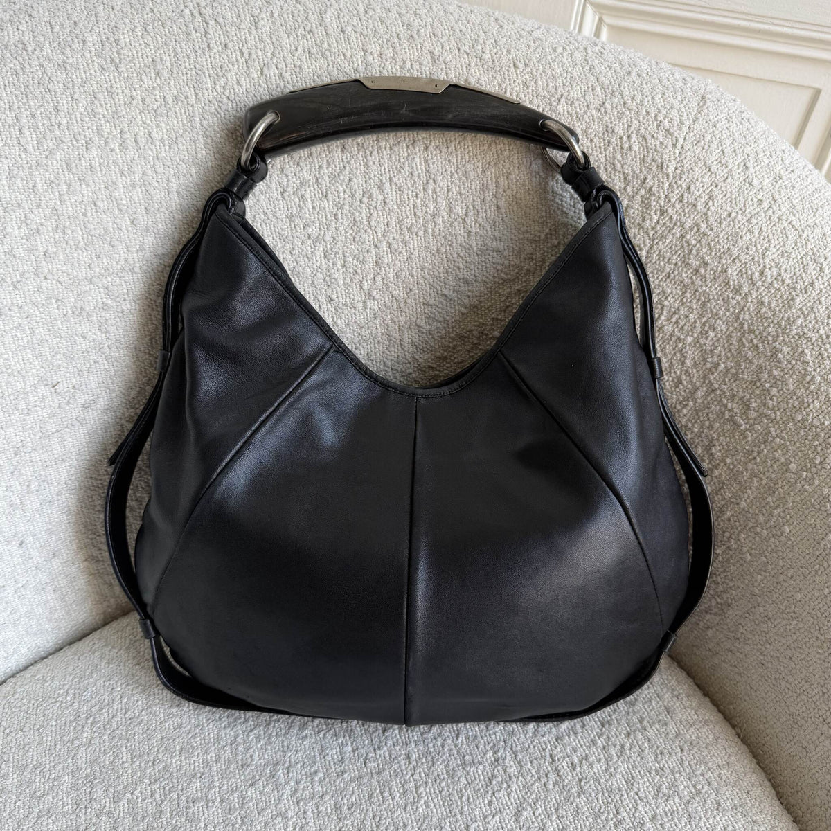 2000s YSL Mombasa Leather Black Shoulder Bag