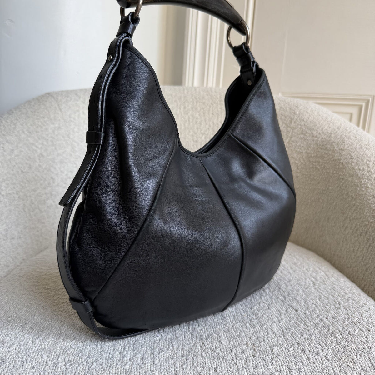 2000s YSL Mombasa Leather Black Shoulder Bag