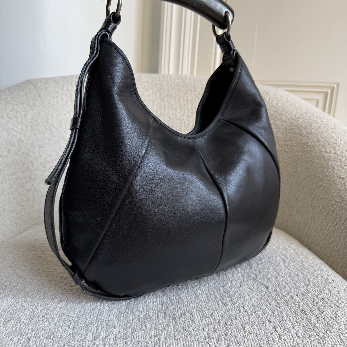 2000s YSL Mombasa Leather Black Shoulder Bag