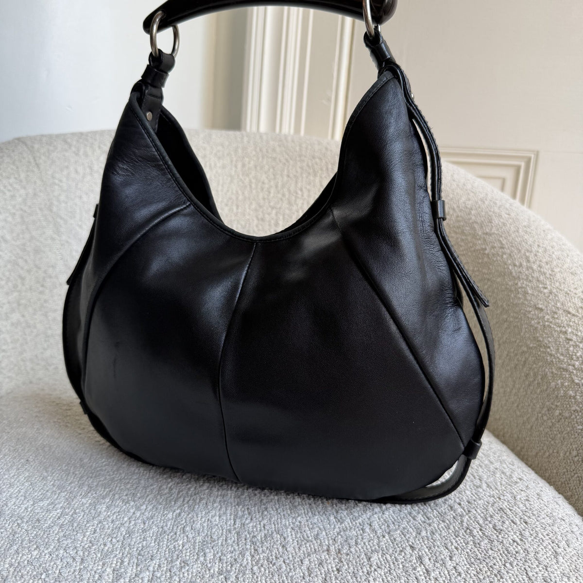 2000s YSL Mombasa Leather Black Shoulder Bag