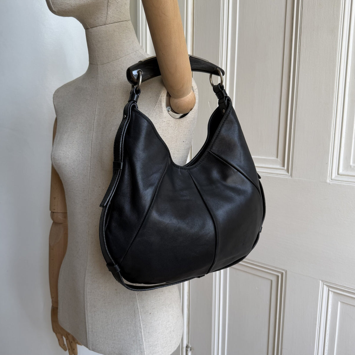 2000s YSL Mombasa Leather Black Shoulder Bag