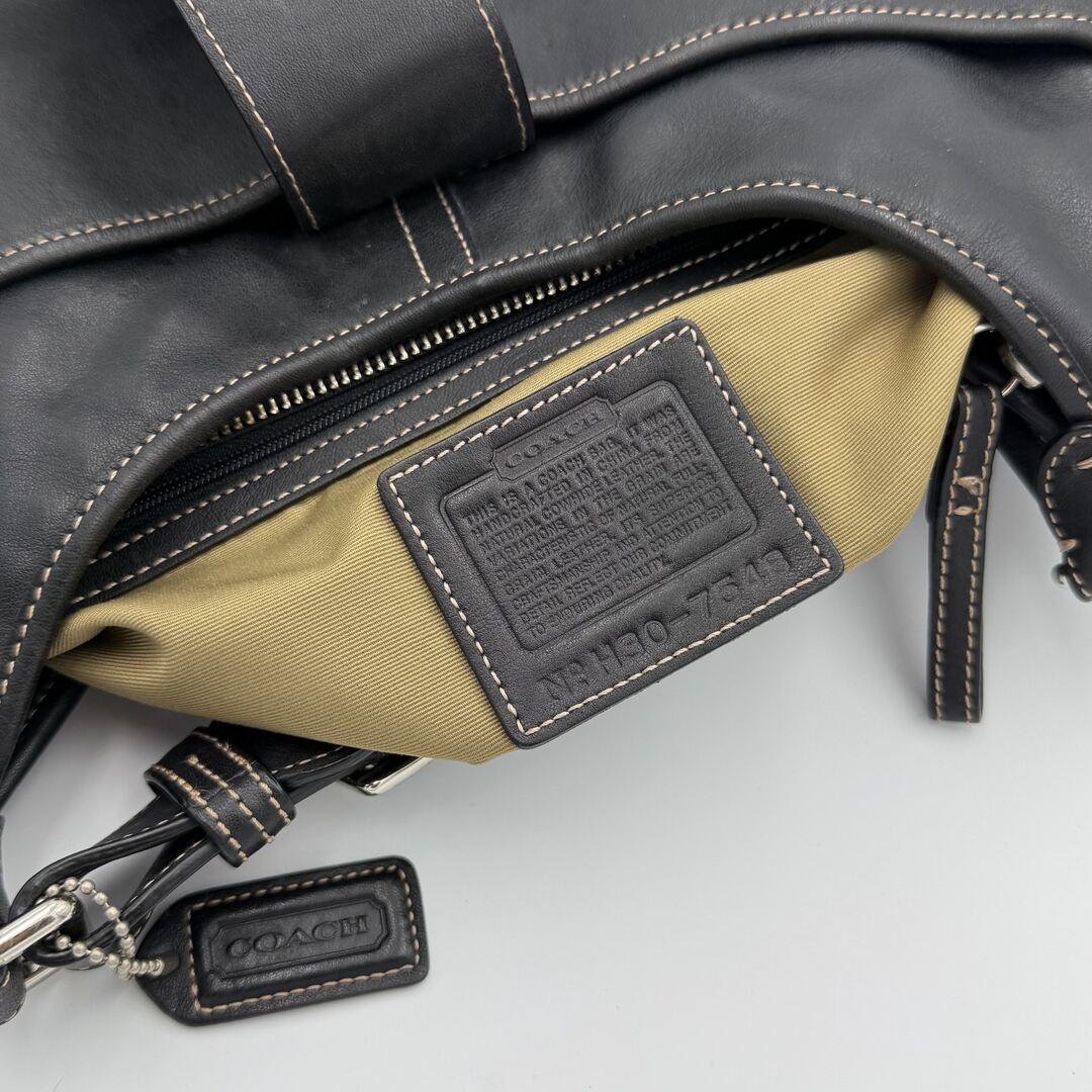 Coach Hobo Buckle Leather Black Shoulder Bag